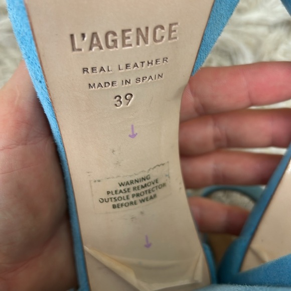 NWOB L’Agence Cecile Blue Suede Ankle Strap Platform High Heel Sandals Sz 39 US9 - Picture 6 of 11